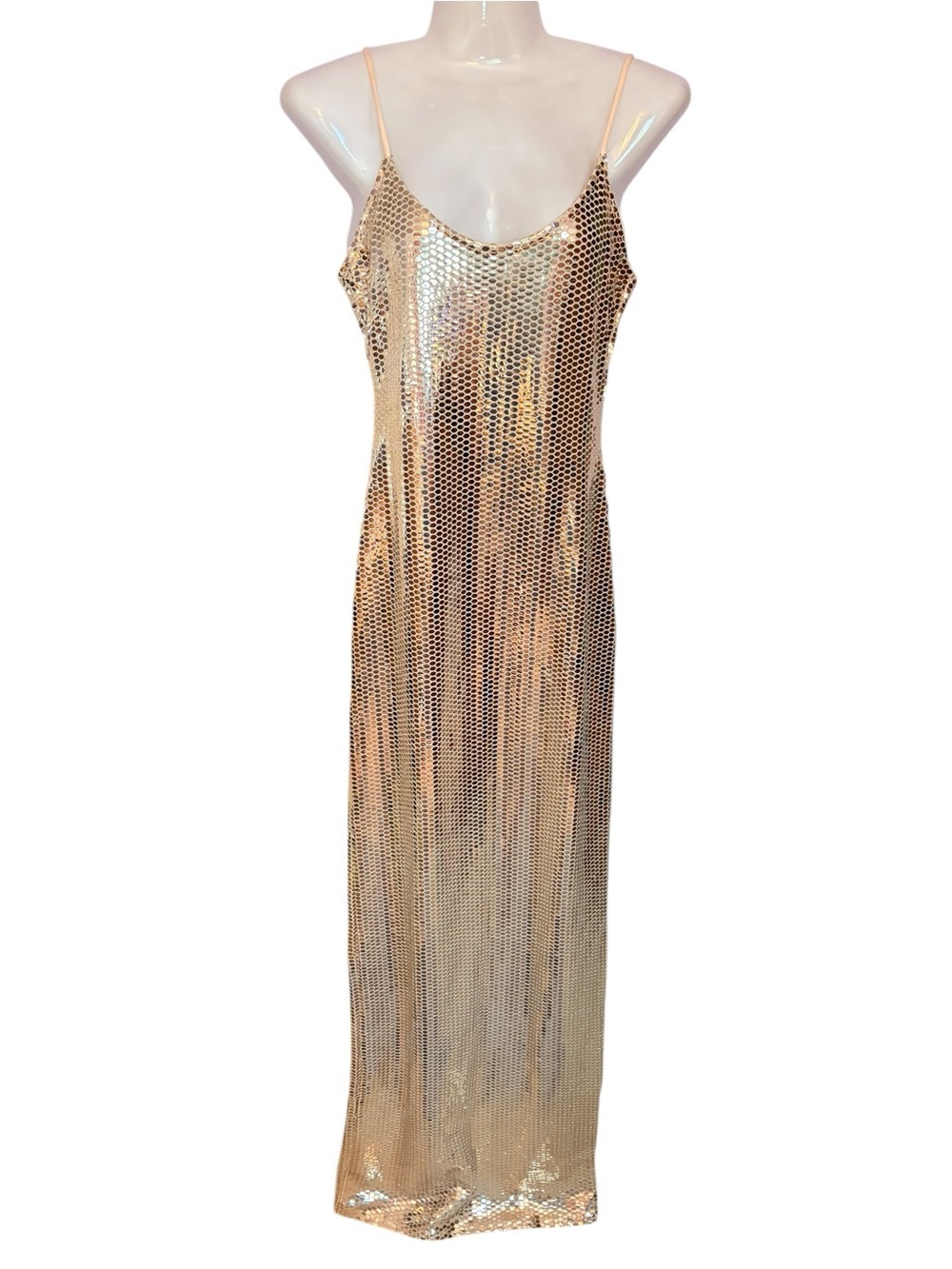 MISSGUIDED Gold Sequin Slip Maxi Dress